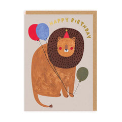 Ohh Deer Lion With Balloons Birthday Card