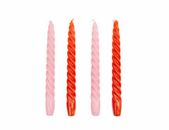 Talking Tables - Deluxe Dinner Boho Spiral Candles - 4 Pack Orange & Pink