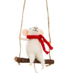 Sass & Belle Swinging Mouse Hanging Felt Decoration