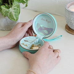 Lisa Angel Mini Round Jewellery Travel Case In Turquoise