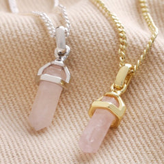 Lisa Angel - Silver Rose Quartz Point Necklace