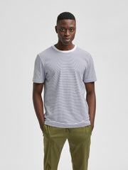 Selected Homme Norman Stripe O-Neck Tee - Bright White/Navy Blazer