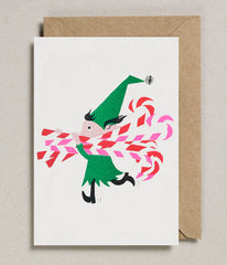 Petra Boase Candy Cane Elf Christmas Card