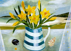 Canns Down Press - Daffodils and Shells Greeting Card by Sarah Bowman