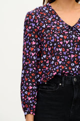 Sugarhill Henna Frill Blouse - Black Multi Leopard Love