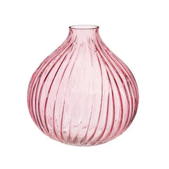 Sass & Belle Round Fluted Glass Vase Pink