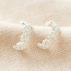 Lisa Angel - Crystal Daisy Hoop Earrings in Silver