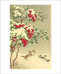 Art Angels - Sparrows in Snow by Ohara Koson