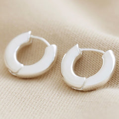 Lisa Angel - Small Chunky Huggie Hoop Earrings in Silver