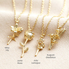 Lisa Angel - Birth Flower Pendant Necklace in Gold