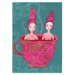 Lush Designs - Tea Cup Ladies Greeting Card