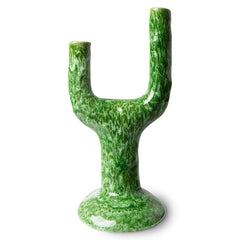 HKliving Large Ceramic Candle Holder - Reactive Green