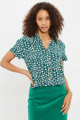 Louche Marika Flower Sketch Green Shirt