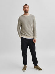 Selected Homme Wes - Tradewinds/Bone White Knit Crew Neck