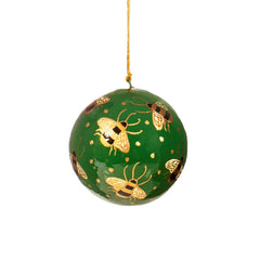 Sass and Belle Bees Green Paper Mache Bauble