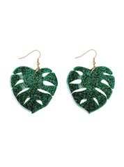 Tatty Devine - Tropical Leaves Glitter Green Earrings