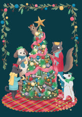 Roger la Borde Lasercut Christmas Card - Christmas Tree & Animals