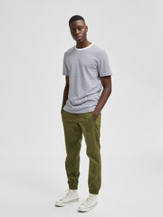 Selected Homme Norman Stripe O-Neck Tee - Bright White/Navy Blazer