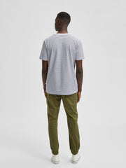 Selected Homme Norman Stripe O-Neck Tee - Bright White/Navy Blazer