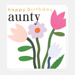 Caroline Gardner - Pink Flowers Birthday Card for Aunty