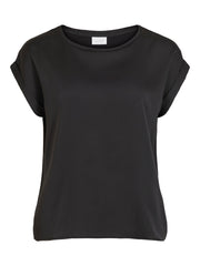 Vila Viellette Satin Top - Black