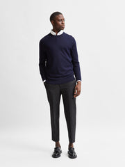 Selected Homme Town Merino Coolmax Knit Crew - Navy Blazer