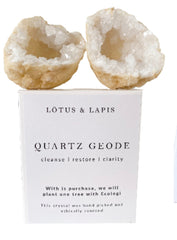 Lotus & Lapis Quartz Geode Boxed