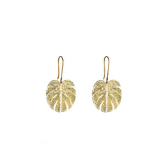Just Trade Hammered Tropical Leaf Earrings - Small