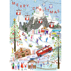 Real & Exciting Designs Christmas Card - Merry Christmas Skiing