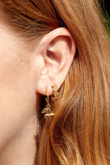 Estella Bartlett Cherry Drop Hoop Earrings Gold Plated