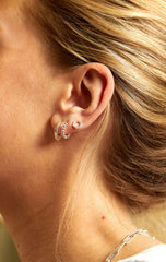 Estella Bartlett Beaded Mini Huggie Hoop Earrings- Silver