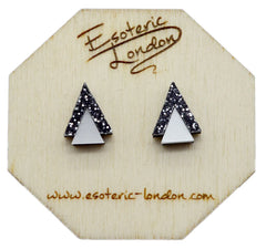 Esoteric London Geometric Stud Earrings Black/ White