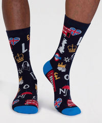 Thought Socks - Will Men's Organic Cotton London Socks Navy
