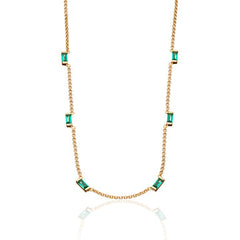Scream Pretty - Cleopatra Green Baguette Chain Necklace