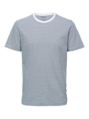 Selected Homme Norman Stripe O-Neck Tee - Bright White/Navy Blazer