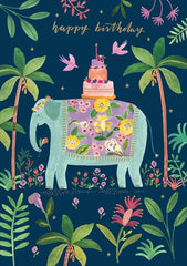 Roger La Borde Festive Elephant Birthday Card