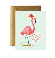 Rifle Paper Warm Wishes Flamingo Christmas Card