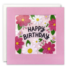 James Ellis Pink and White Flower Birthday Card with Paper Confetti