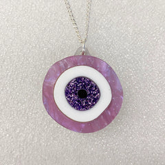 Esoteric London Acrylic Evil Eye Necklace - Lilac