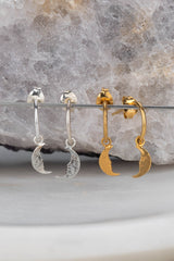 Amanda Coleman Silver Moon Mini Hoop Earrings