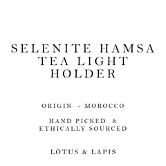 Lotus & Lapis Selenite Hamsa Tealight