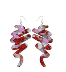 Esoteric London Recycled Acrylic Scribble Earrings - Pink