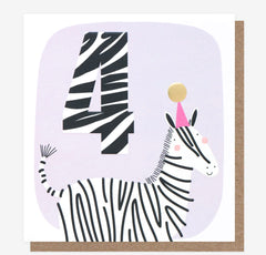 Caroline Gardner - Zebra 4th Birthday Card