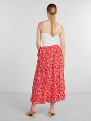 Pieces Sandy Ankle Skirt - Poppy Red