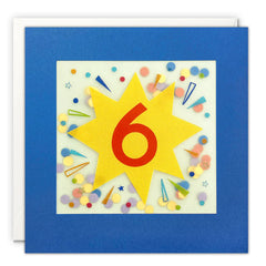 Age 6 Star Birthday Card with Paper Confetti - Paper Shakies by James Ellis