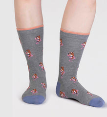 Thought Socks - Imena Women's Bamboo Floral Socks Navy