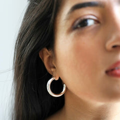Lisa Angel - Large Chunky Hoop Earrings in Silver