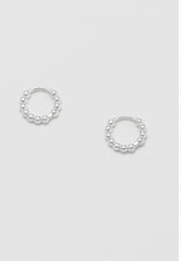 Estella Bartlett Beaded Mini Huggie Hoop Earrings- Silver