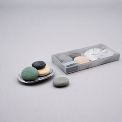 Hana Blossom - 4 Big Pebble Soaps with Porcelain Soap Dish