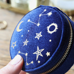 Lisa Angel Starry Night Velvet Mini Round Jewellery Travel Case